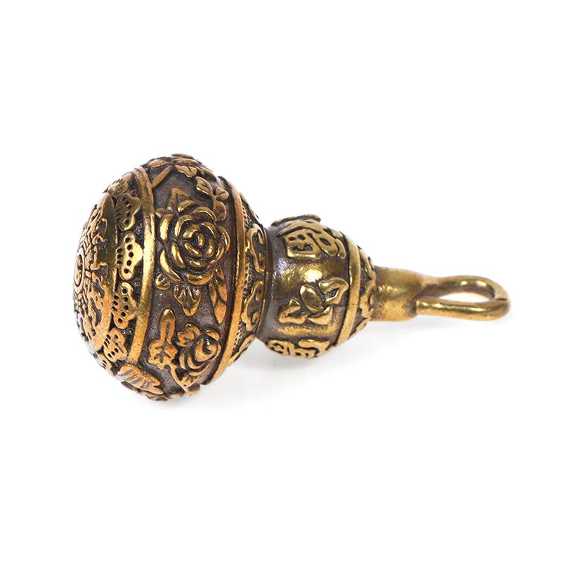 Brass Blessing Lotus Gourd Charms Lucky Key Chain Pendants Pill Box Container