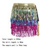Bohemian Sequin Fringed Skirts Tassels Wrap Belts Show Dancer Skirt  Women