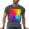 Multi Color Abstract Rainbow Low Poly Design TShirt Work Basic Short Sleeve Top