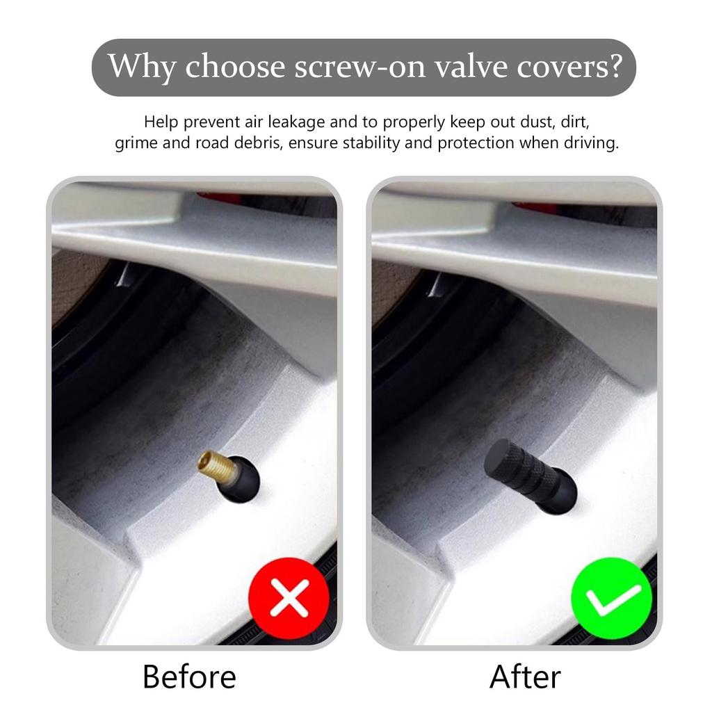 8 шт. колпачок для вентиля шины, универсальный алюминиевый колпачок для вентиля шины, герметичный, водонепроницаемый, пылезащитный для автомобилей, внедорожников, грузовиков, мотоциклов, велосипедов (черный)