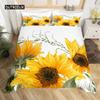 Sunflower Duvet Cover Set Yellow Flower Bedding Set Sunflower Botanical Floral Garden Bloom Print On Black Polyester Quilt Cover