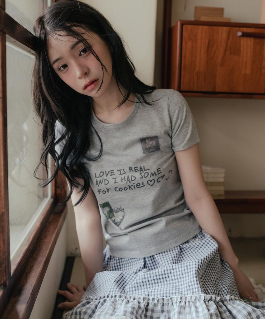 HIGH SCHOOL DISCO Love Is Real Graphic Short Sleeve_Melange Gray