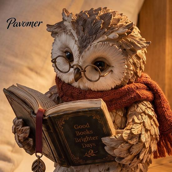 Полка для книг Фигурка Совы Винтажная Фигурка Читающего, Держащая Книгу Настольная Фигурка, Круглоочковая Статуэтка из Смолы для Книжной Полки, Камина, Дома, Офиса,