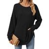 Женская мода, повседневный однотонный свободный пуловер с круглым вырезом и длинными рукавами