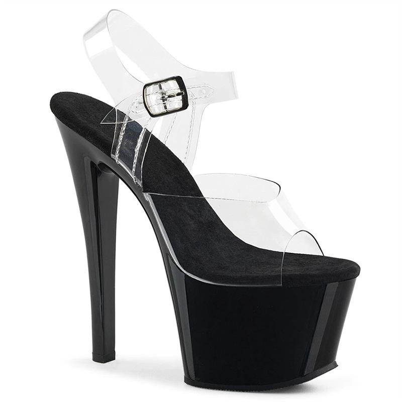 One-word buckle transparent high-heeled sandals for women 2025 summer new fashion stiletto sandals for women