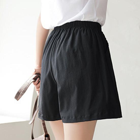 Женские шорты с эластичной талией, регулируемые повседневные шорты с карманами, широкие однотонные свободные шорты