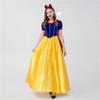 Adult Snow White Dress Costume with Cape Halloween Stage Performance Cosplay Outfit Disney Princess Gown Blue Yellow Classic