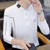 Мужская футболка-поло с длинным рукавом из чистого хлопка, футболка с воротником, модная футболка на весну-осень, красивая футболка-топ