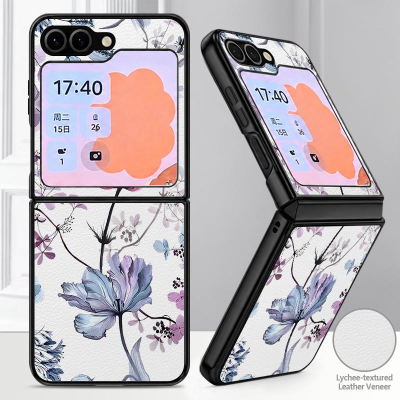 Чехол с принтом «Цветы и Листья» для Samsung Z Fold 8 7 6 5 Гибридная кожаная накладка Жесткий ПК Складной чехол для телефона для Galaxy Z Fold8 Fold7 Fold6