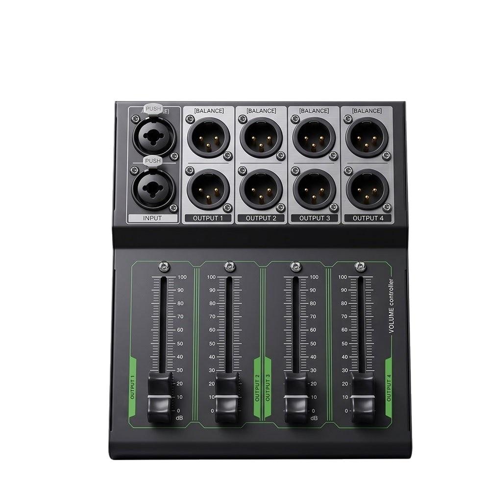 1 In 4 Out 4 Channel XLR Volume Controller 0-100 dB Scale XLR Signal Splitter Studio Monitoring