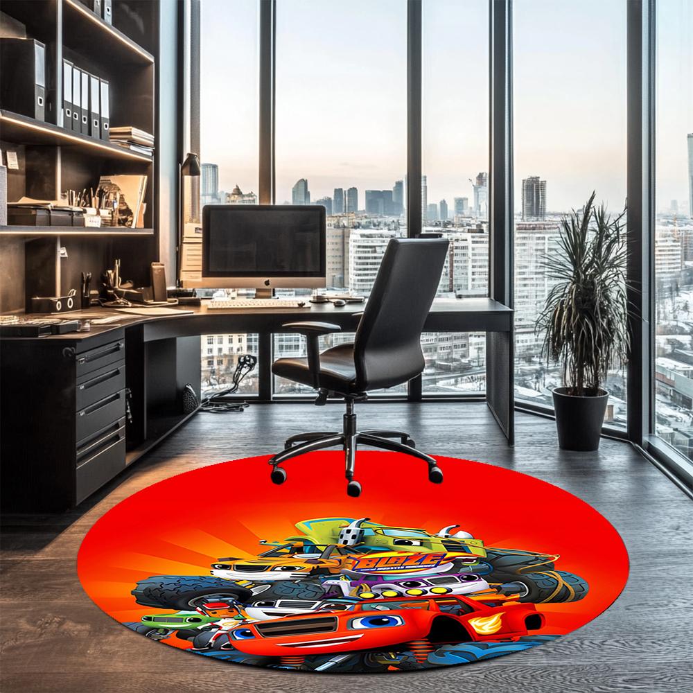 Truck Printed Round Rug Carpet Chair Rug Area Rug Entryway Doormats,for Office Chair Living Room Bedroom Kitchen Room.