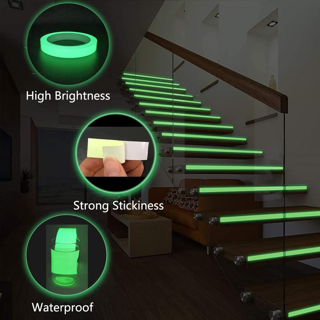 1.5cm 3M Glow-in-the-dark Tape Staircase Fire Warning Tape Stage Green Fluorescent Anti-collision Tape Green Light Adhesive Sticker