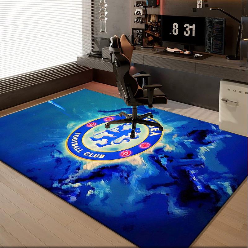 1PC rug Blue Chelsea Football Club Logo Carpet, Chair Rug,Area Rug for Office Bedroom living rooms bedroom, Doormat decor Christmas fan gifts