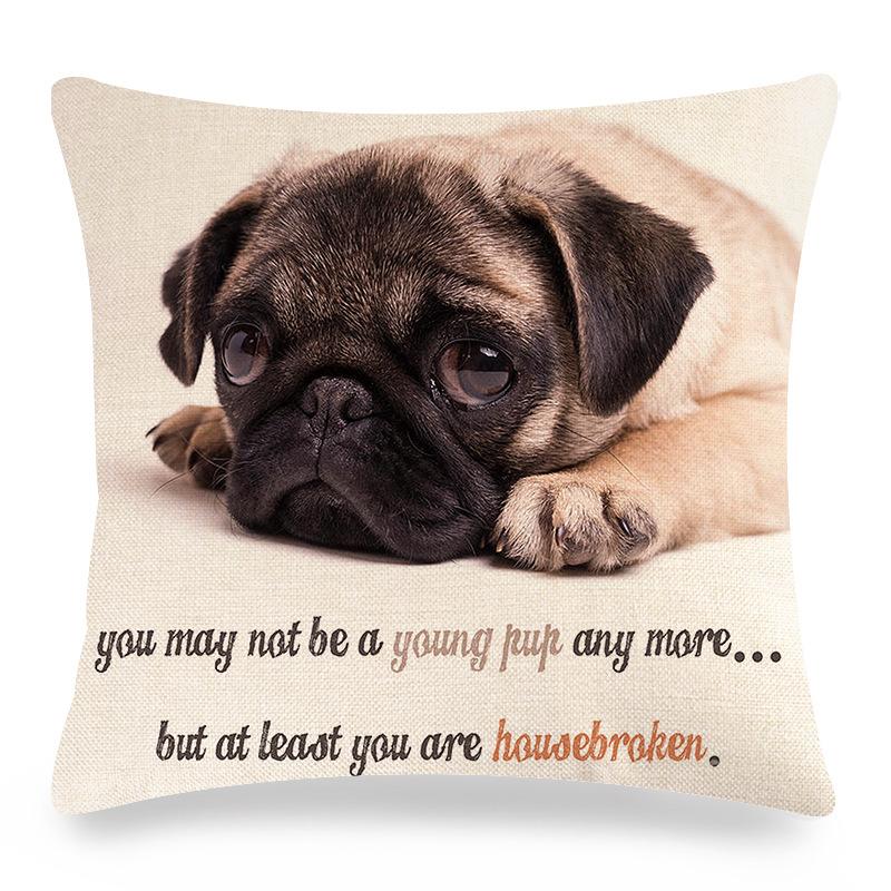 Cute Pet Pug Dog Digital Printing Short Plush Pillow Covers Decorative For Car Sofa Office Cushion Cover Home Goods 60X60Cm