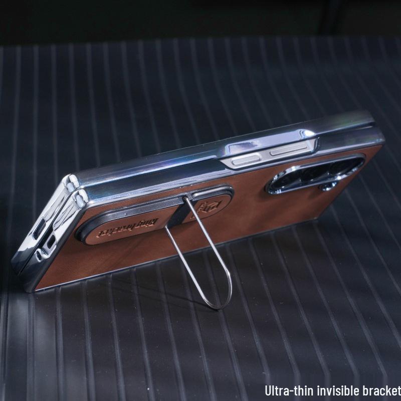 Чехол для телефона Samsung Z Fold7/6: Гальванизированная кожаная подставка для защиты складного экрана (Подходит для моделей 5/4/3)