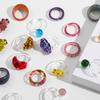Candy Colored Resin Ring Transparent Geometric Ring Y2K Yabi Size Decorative Ring with Accessories