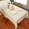 Элегантная пасторальная хлопково-льняная кружевная скатерть: Художественный, Пыленепроницаемый, Нескользящий, Термостойкий, Полый дизайн