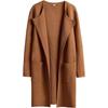 Womens Oversized Wool Blend Coat Longline Casual Outerwear With Notched Collar Pure Color