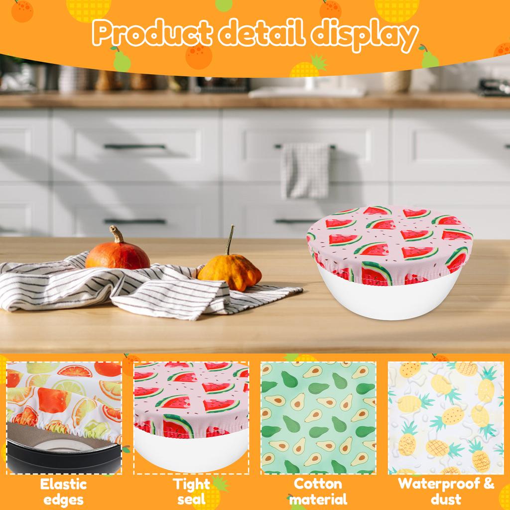 10Pcs Cloth Bowl Cover Stretch Lid Reusable Cotton Dust Cover Portable Food Storage Supplies for Picnic Home
