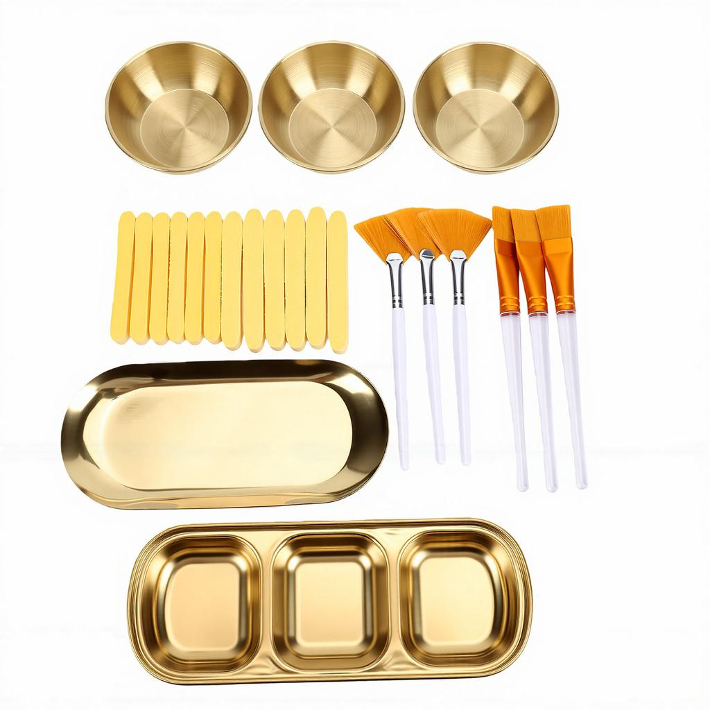 23 Pcs Esthetician Supplies for Facials Set Mixing Bowls Fan Brushes Compressed Sponges Compartment Tray Women Facial