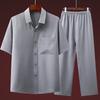 Men's Cotton Linen Short Sleeve Shirt & Suit Set - Casual Summer Wear for Middle-Aged and Elderly