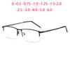 Non-magnetic Titanium Frame Square Nearsighted Glasses For Men Semi-Rimless Shortsighted Prescription Eyewear 0 -0.5 -0.75 To -6