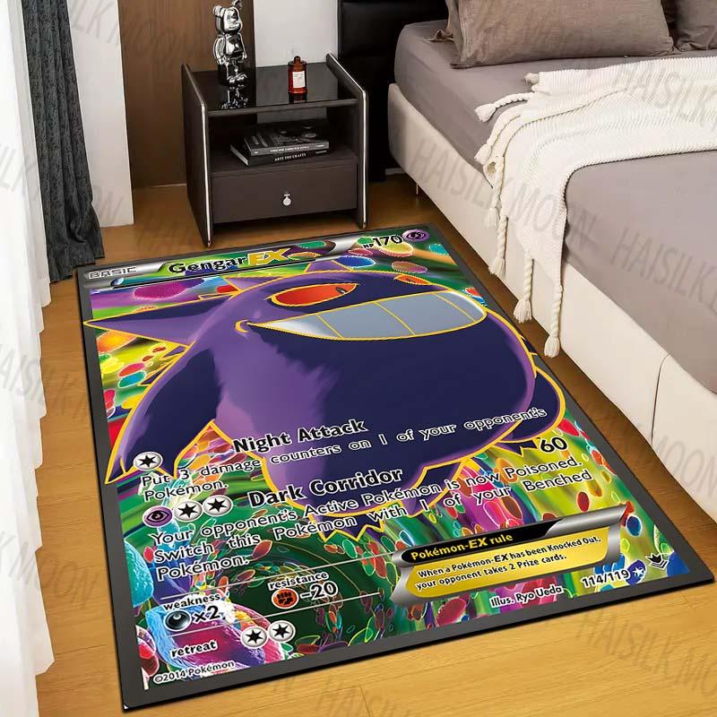 1 шт. Ковер с принтом карточек покемона Генга для гостиной, коврик для детской спальни, коврик для дивана, придверный коврик, напольный ковер, домашний декор, противоскользящий коврик