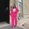 Двухпредметный комплект: однотонная рубашка с лацканами и длинным рукавом в европейском и американском стиле с повседневными брюками для осени 2025
