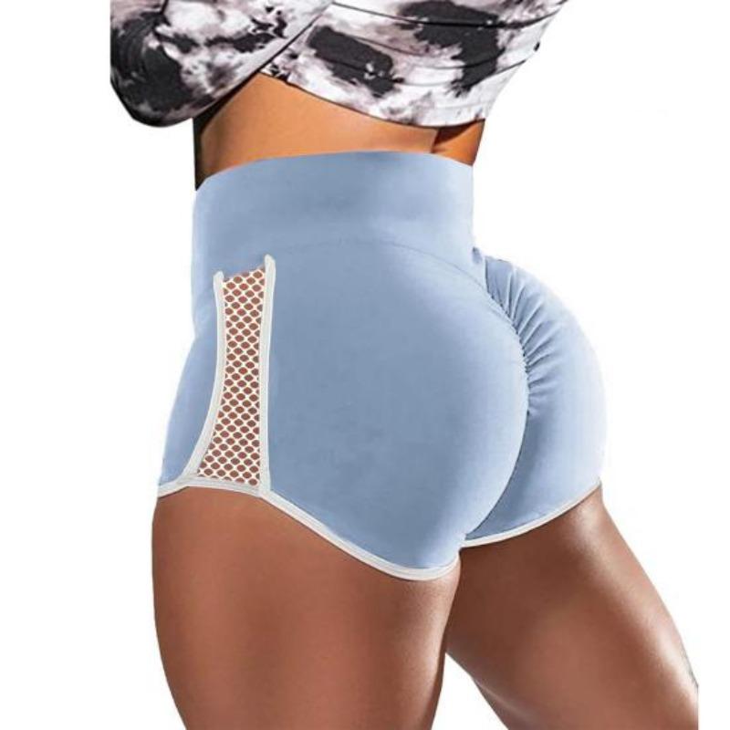Women Sports Shorts Sexy High Waist Hip Lift Abdomen Tightening Hollow Out Push Up Yoga Shorts