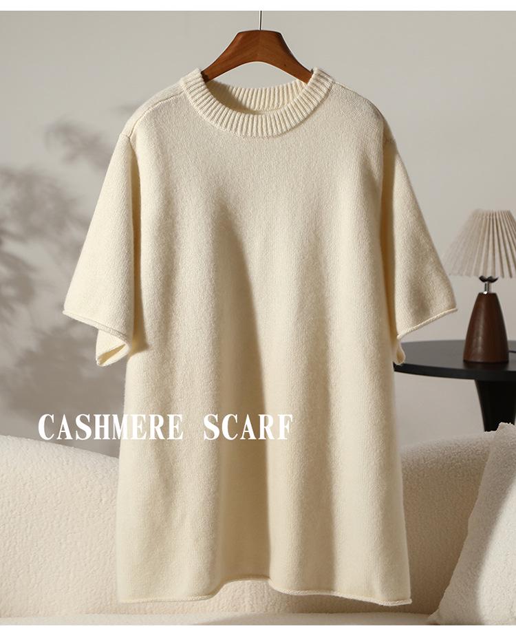 Autumn/Winter Women's 30% Cashmere Loose Knit Five-Sleeve Top