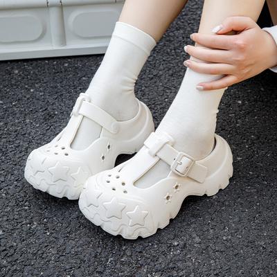 Женские тапочки на платформе, модные сабо, женские летние садовые туфли, толстая подошва, милые сандалии для отдыха со звездами, для девочек, для дома, пляжные сандалии