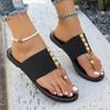 Ladies Shoes Pinch Toe Women's Slippers Fashion Metal Decoration Beach Slippers Women Summer Plus Size Flat Slippers Slides