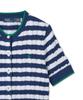 POLO RALPH LAUREN Женский полосатый хлопковый свитер с косами, короткий рукав - Синий Yacht/Белый