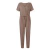 Women’s Sexy Deep V-Neck Short Sleeve Wrap Drawstring Waist Jumpsuit Romper With Pockets