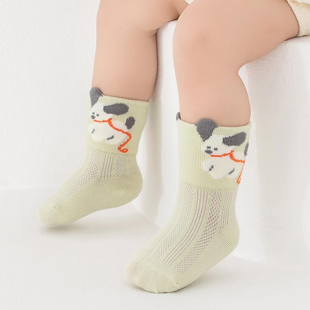 1PCS Thin Mesh Cotton Baby Socks Cute Cartoon Animal Flat Seam No Bone Breathable Mid Socks A-Class Safe Toddler Socks 0-8 Years Old