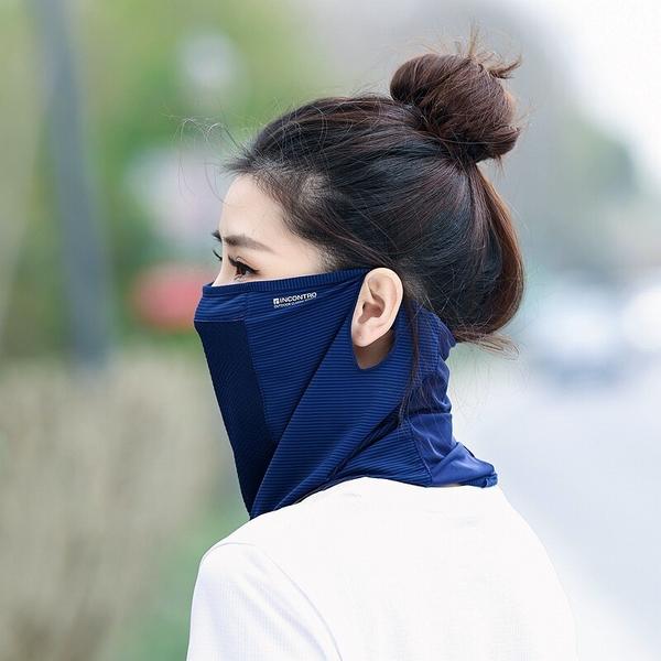 Ice Silk UV Sun Protection Face Mask Korean Summer Sports Cycling Breathable Mesh Ear Loop Unisex Neck Gaiter