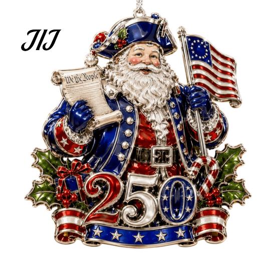 Car Rear View Mirror Accessories 250th Anniversary Christmas Ornament, Acrylic Patriotic Hanging Decor USA Gifts with Eagle Santa Liberty Bell,