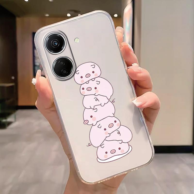 Прозрачный чехол для телефона Poco C65 Redmi Note 15 Pro+ Plus 14C Чехол Мультяшные Цветы Мягкий ТПУ Ударопрочный Funda Сумки Сердце Прозрачный