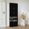 342512 vidaXL Shoe Cabinet Black 59x17x169 Cm Engineered Wood