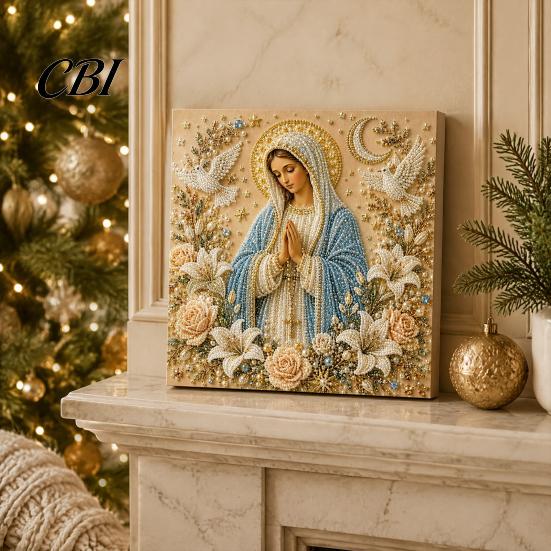 Unique Office Desk Ornaments DIY Jesus Pearl Art Kit, Diamond Painting for Adults, Christian Mosaic Creative Bedroom Accessories Craft Christ