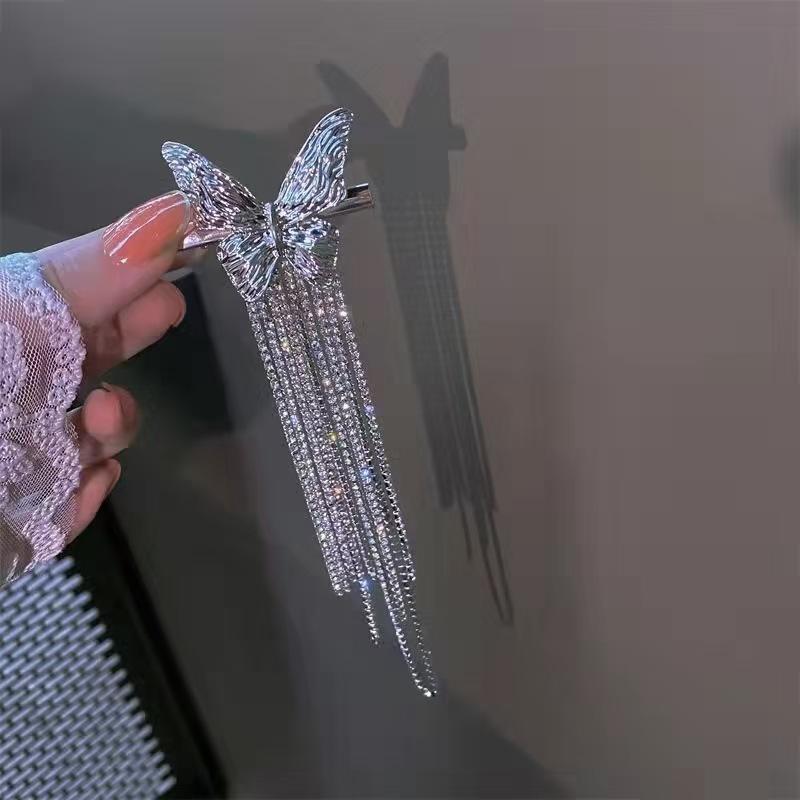 Chic Butterfly Tassel Rhinestone Hair Clip Hairpin for Stylish Bangs