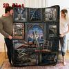 Industrial Art Collage 2D Flat Pattern Flannel Blanket, High quality All Seasons, Home Decor, Warmth and Comfort, Perfect for Christmas Gifts.