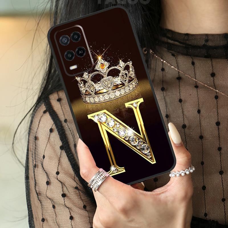 Чехол с золотым мраморным монограммой буквы для Oppo A16 A76 A96 A17 A18 A60 A80 A40 A38 A58 A78 A98 A94 A74 A54 A15 A57 A77 A5 Pro