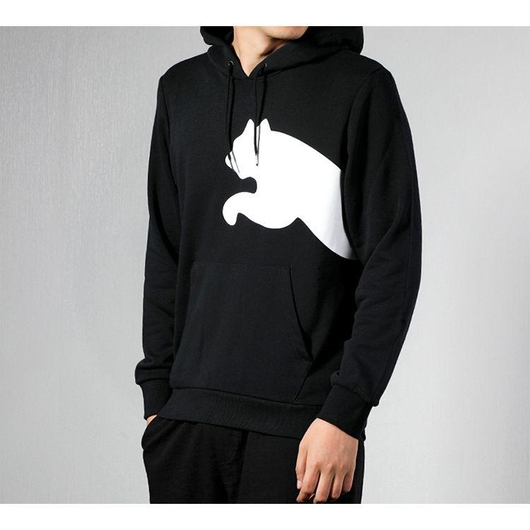 Puma Вязаная толстовка с большим логотипом Мужские топы Черный 580566-01