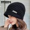 Soild Color Wool Knitted Pile Hat Autumn Winter Outdoor Warm Pullover Caps for Women Men Fashion Elastic Skullies Beanie Cap
