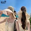 Summer Outdoor Big Eaves Sun Protection Hat UV Protection Empty Top Hat Children Bow Shawl Bucket Hat