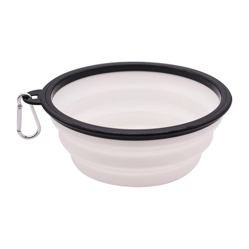 Pet Dog Folding Bowl Silicone Dog Food Water Basin Outdoor Travel Portable Folding Pet Supplies Hooks Pet Bowl Feeder Tableware