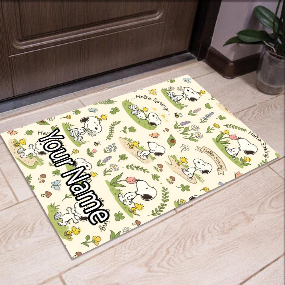 Custom Name Snoopy Printed Carpet, Rug for Office Chair Living Room Bedroom Kitchen Room Decor Gifts.