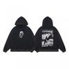 Washed Vintage Hooded Sweatshirt Loose Fit Graphic Print Mens Casual Cotton Pullover