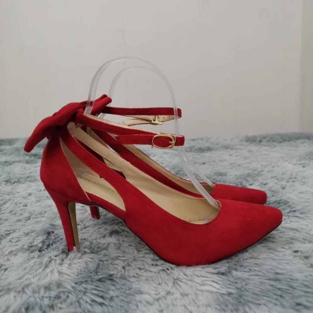 Women's Pumps Ankle Strap Sandals Slingback Bow High Heels Kitten 9cm Pointed Toe Heel Party Wedding Dress Comfortable Shoes